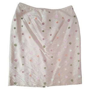 Spencer Jeremy Vintage Silk Skirt Size 12 Pink With Multi Color Polka Dots Lined